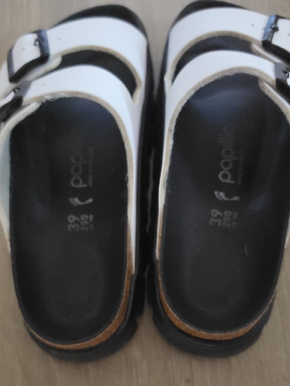 Birkenstock Papillo White and Black Two-Strap Platform Sandals - Picture 3 of 8